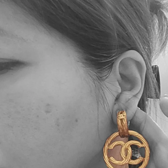 Chanel vintage dangling bamboo earrings 2 way - Picture 10 of 10